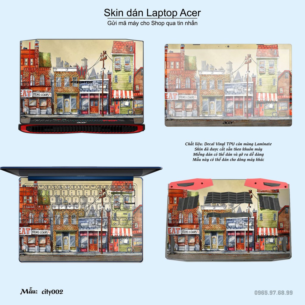 Skin dán Laptop Acer in hình thành phố (inbox mã máy cho Shop)