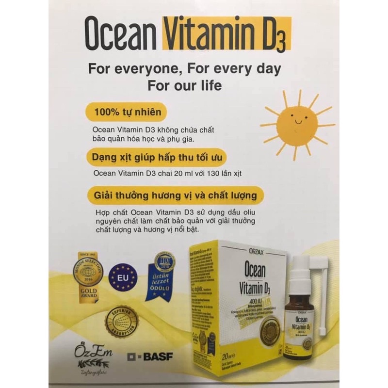 [GIÁ GỐC] Ocean D3K2 dạng xịt giúp bé phát triển vượt trội - Lọ 20ml