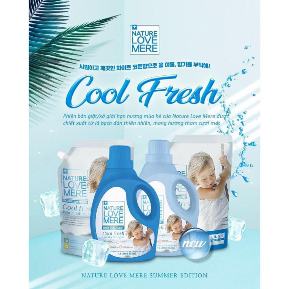 Combo Nước giặt và nước xả Nature Love Mere hương lá bạch đàn Cool Fresh chai 1.8L/ túi 1.3L