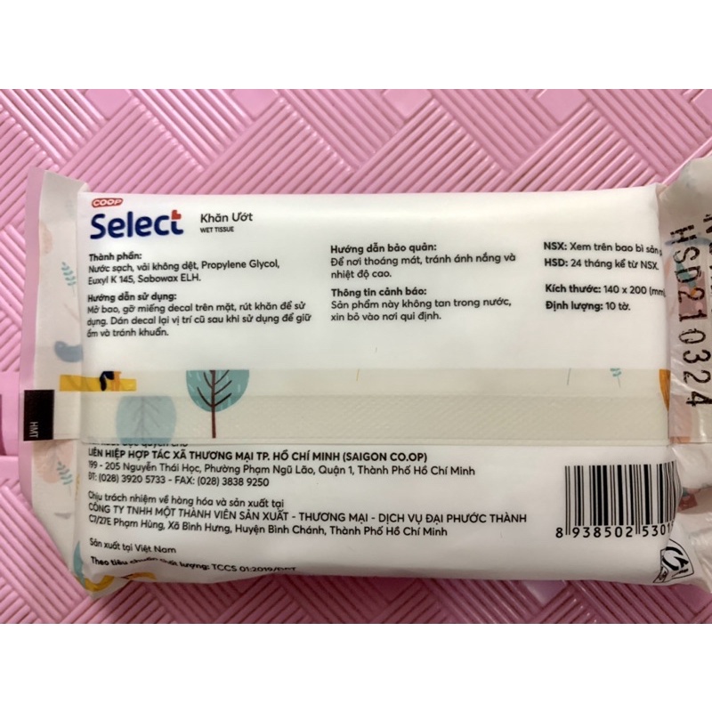 Khăn ướt bỏ túi Select gói 10 tờ