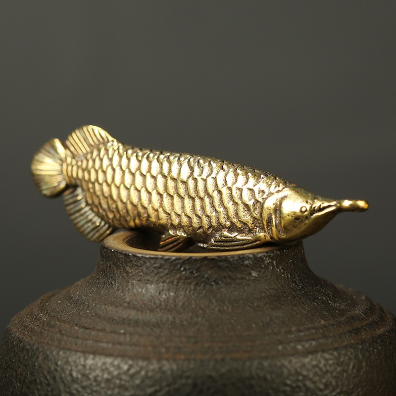 Tượng Trưng Bày Phong Thủy, Trang Trí Hình Cá Rồng Bằng Đồng (Kích cỡ 5.5 x 1.6cm)