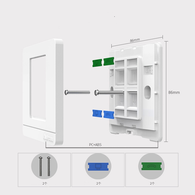 Mặt wallplate 4 cổng cao cấp hình vuông AMPCOM AM8604