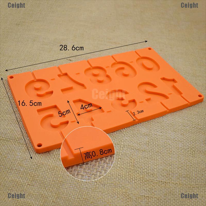 Khuôn silicon tạo hình chữ số 0-9 3D thiết kế trang trí bánh tiện lợi