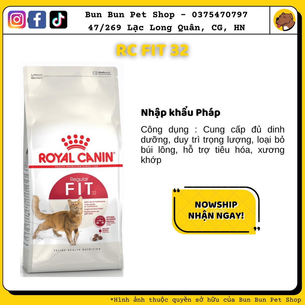 ROYAL CANIN FIT32 bao 15kg - Thức ăn hạt khô cho mèo bao lớn