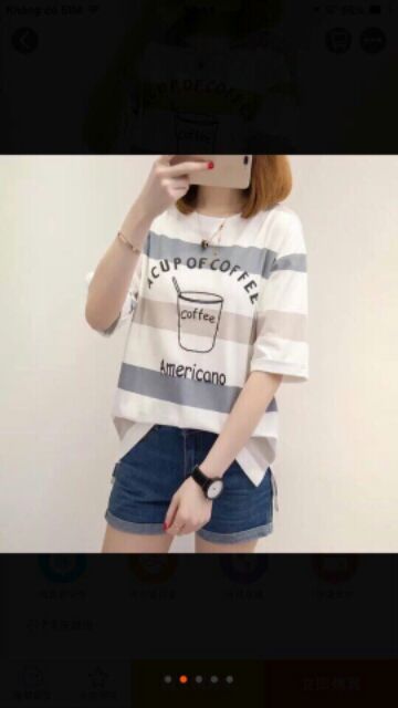 Áo tay lỡ kẻ sọc coffee SN063 TLI039 | BigBuy360 - bigbuy360.vn