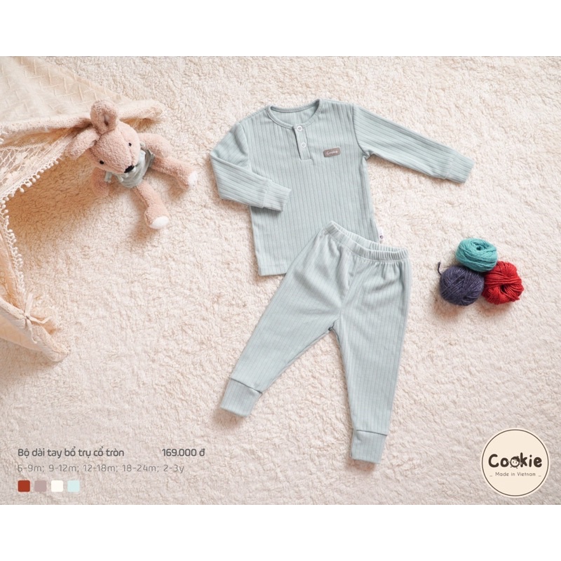 COOKIE Bộ dài tay bổ trụ - quần bo gấu