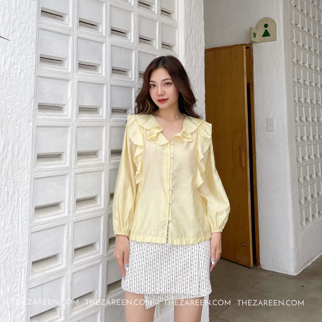 ÁO SƠ MI CỔ BÈO ZAREEN SOM60 VÀNG