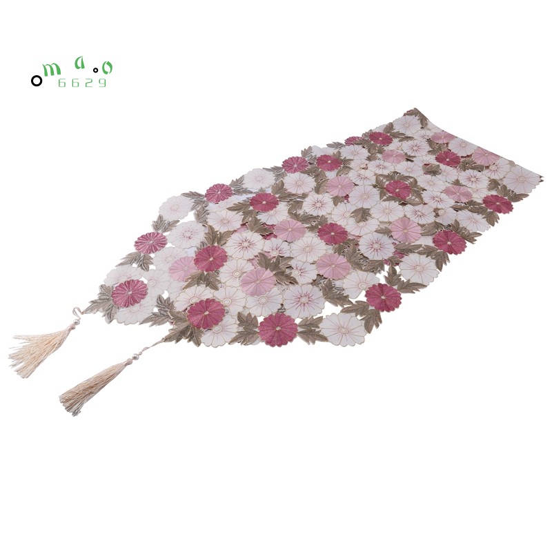 Luxurious Elegant Embroidered Table Runner Pastoral Style Waterproof Oil Tricolor Embroidered Tablecloths,40X176cm