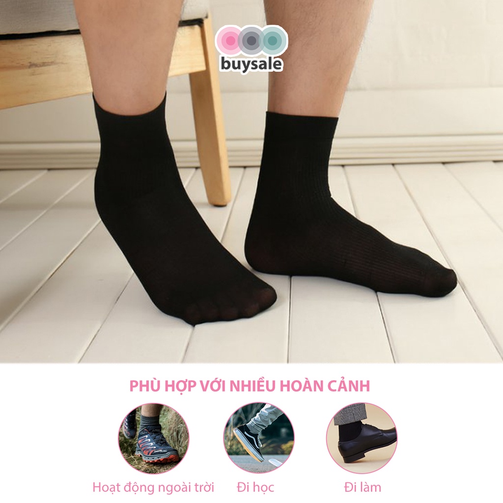 Combo 5 10 đôi vớ da gân polyeste dành cho nam, hút ẩm mồ hôi, ôm chân, độ co giãn tốt - buysale - BSPK219