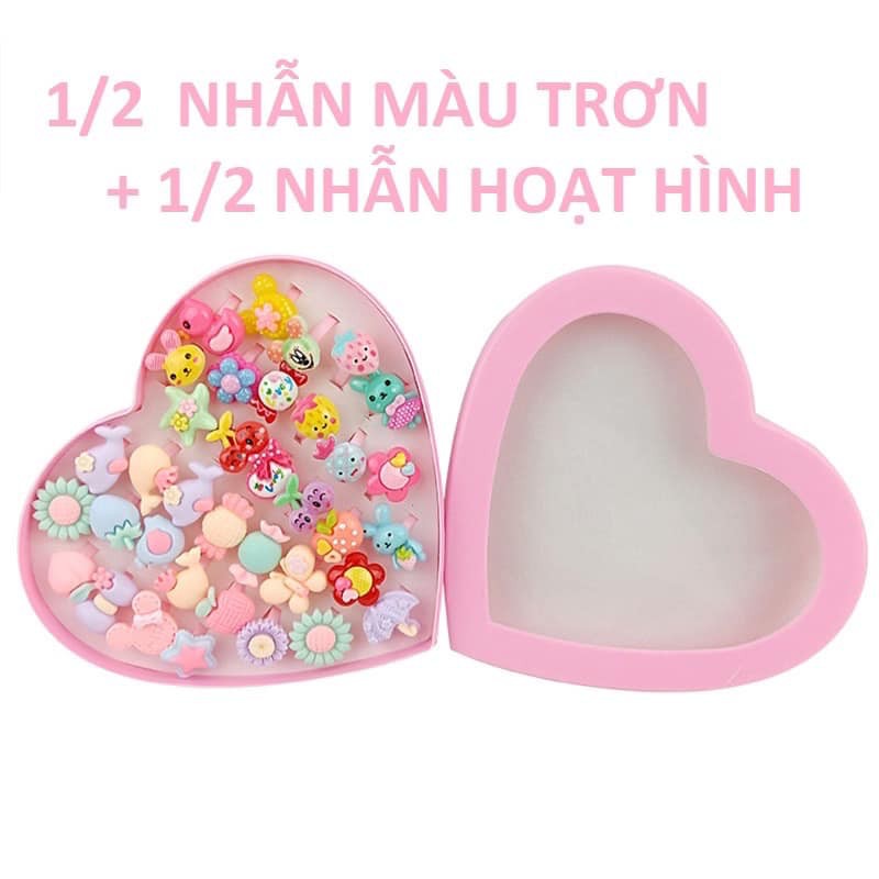 CÓ SẴN - Hộp nhẫn trái tim 36 chiếc cho bé gái tha hồ làm đẹp - giao ngẫu nhiên