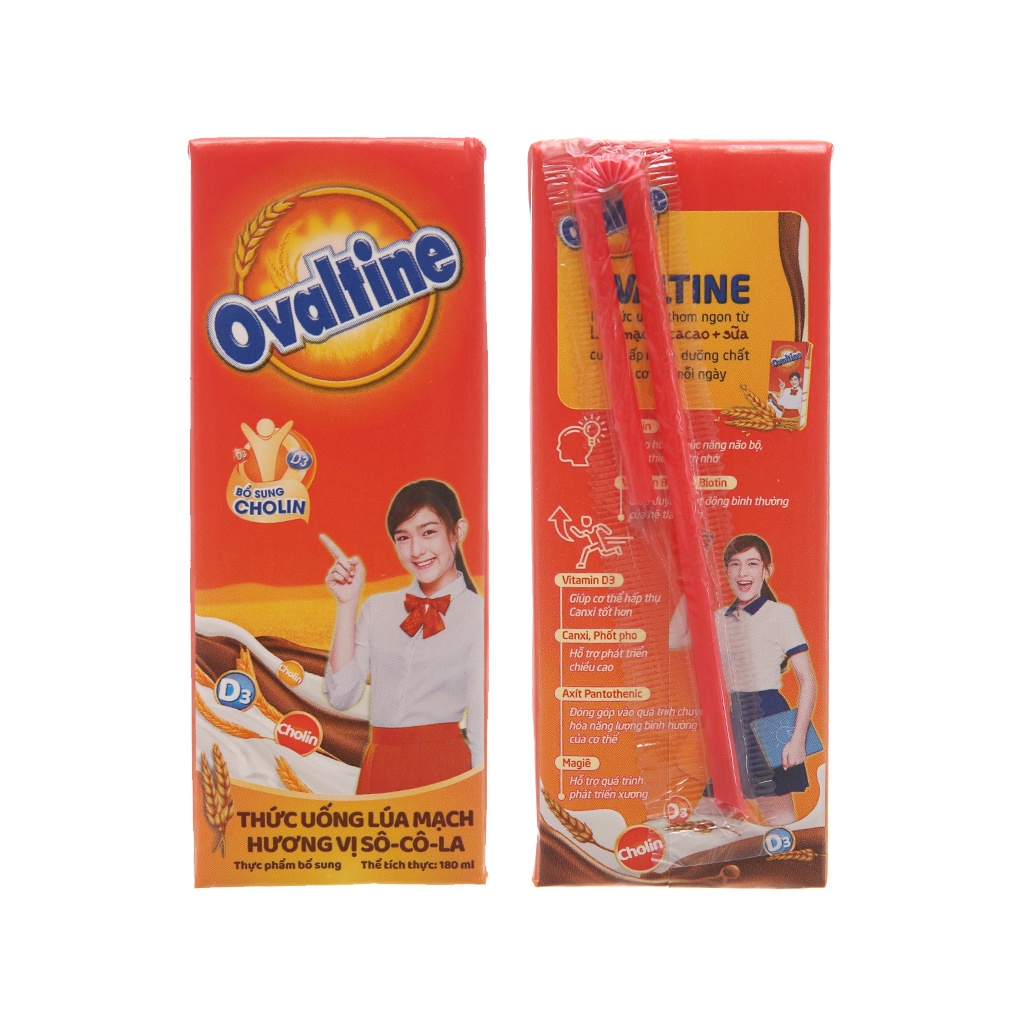 Thức uống lúa mạch hương vị socola Ovaltine 180ml