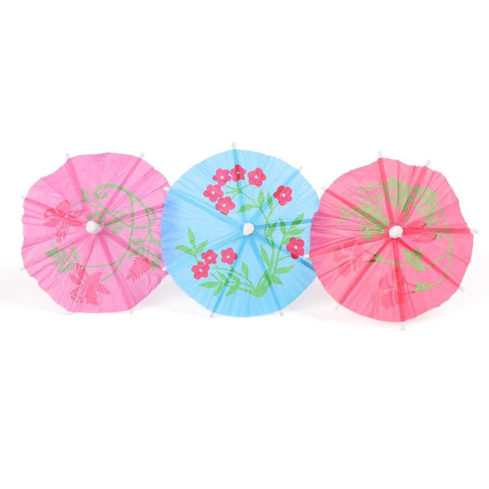 Set 24 Que Cắm Trang Trí Bánh Hình Cây Dù Bằng Giấy Nhiều Màu Sắc