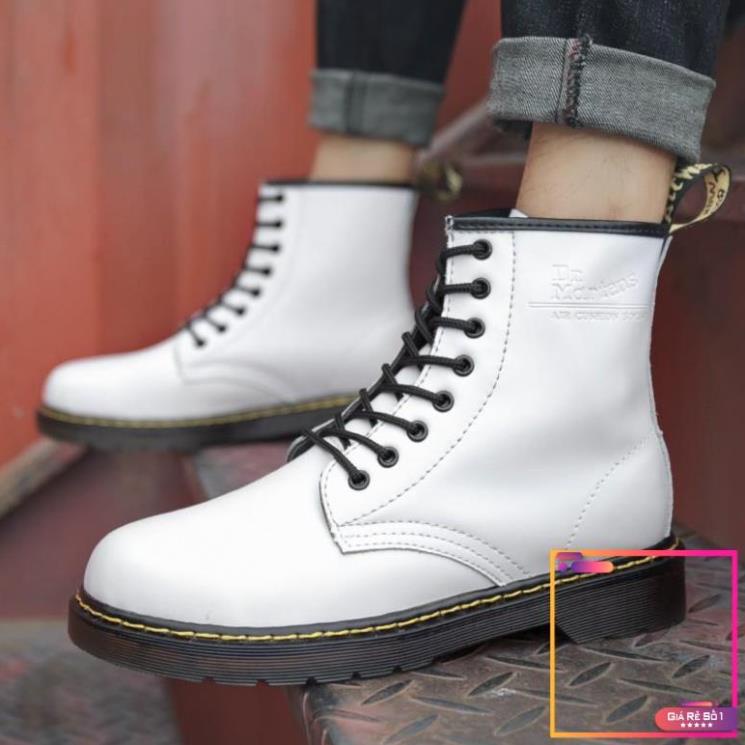 Giày bốt kiểu cao bồi Dr. Martens1460 màu trắng thời trang phong cách retro dành cho nam và nữ -po1