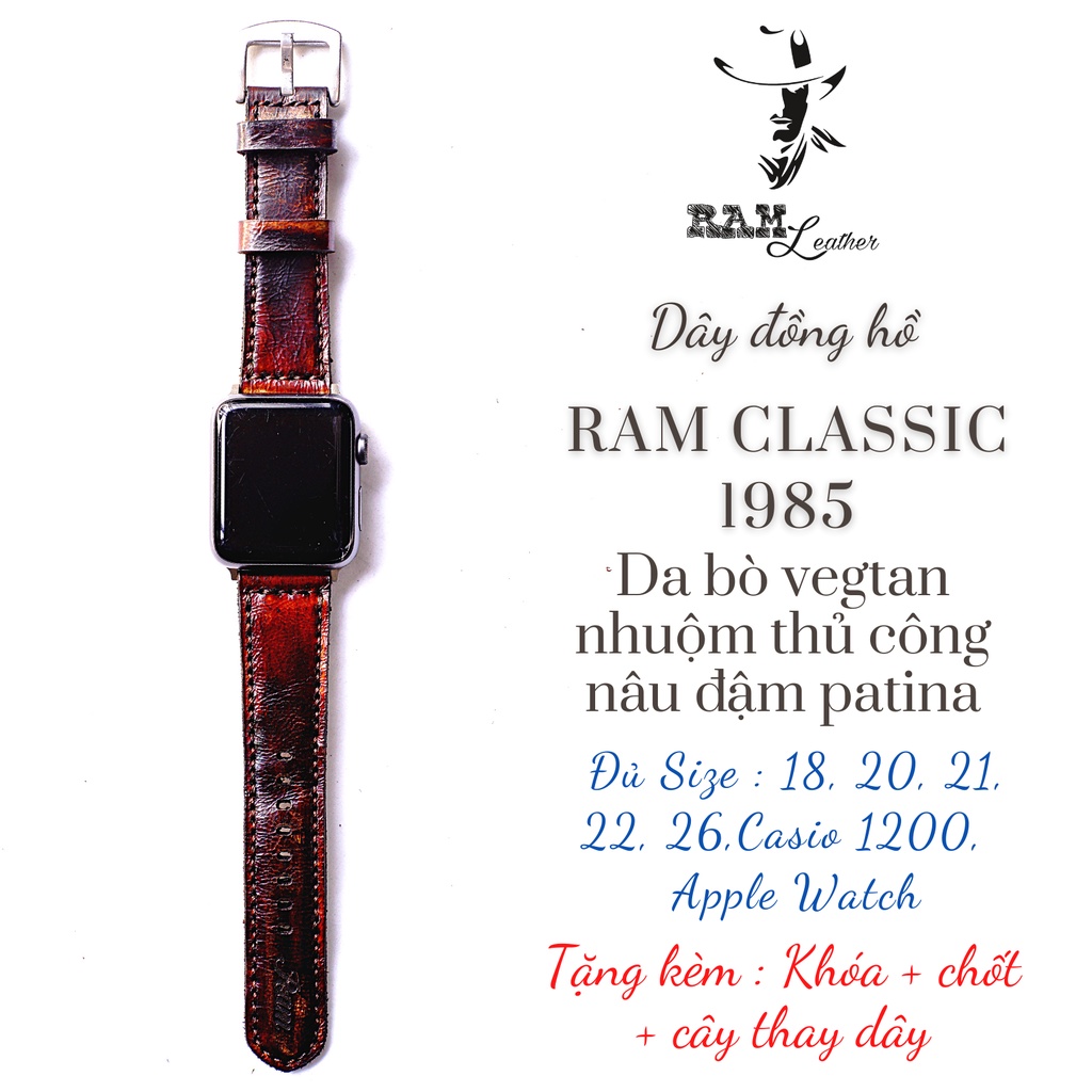 Dây đồng hồ Apple Watch da bò thật - RAM Leather Classic 1985 nhuộm màu thủ công