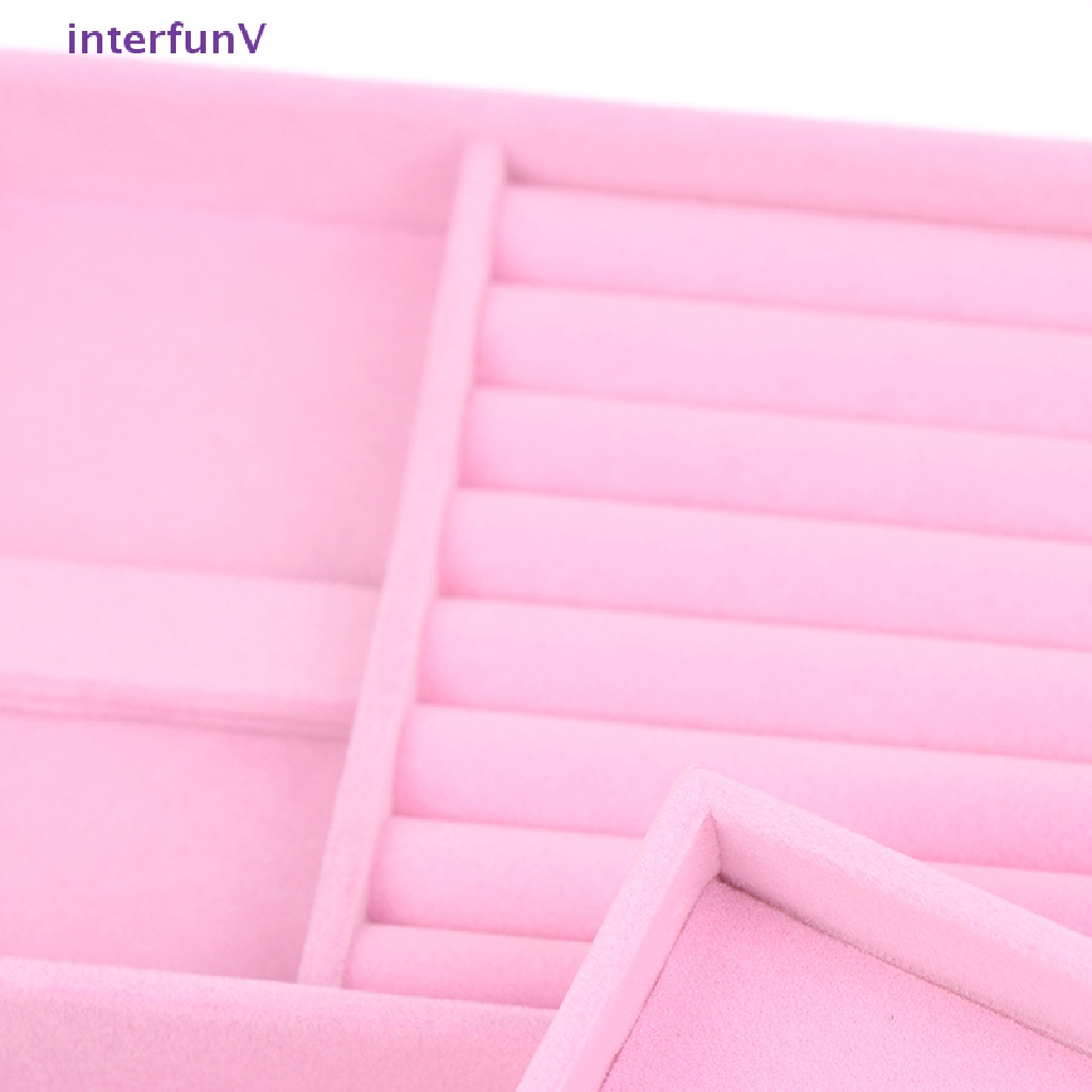 [InterfunV] Khay Trưng Bày Trang Sức Bằng Nhung Màu Hồng Có Thể Xếp Chồng Lên Nhau [Mới]