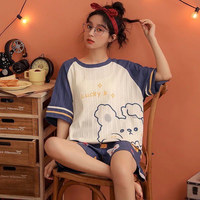[SẴN] Đồ ngủ ngắn, đồ mặc ở nhà Quảng Châu, pijama bông cotton thoáng, style Hàn Quốc họa tiết dễ thương | BigBuy360 - bigbuy360.vn