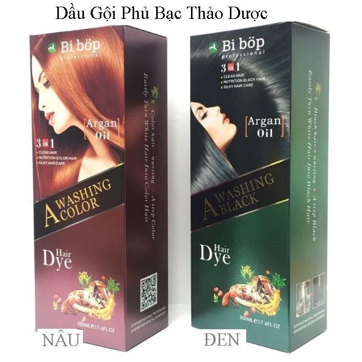 Dầu gội nhuộm phủ bạc Nhật Bản ( nhãn hiệu BIBOP) nâu và đen chai 500ml