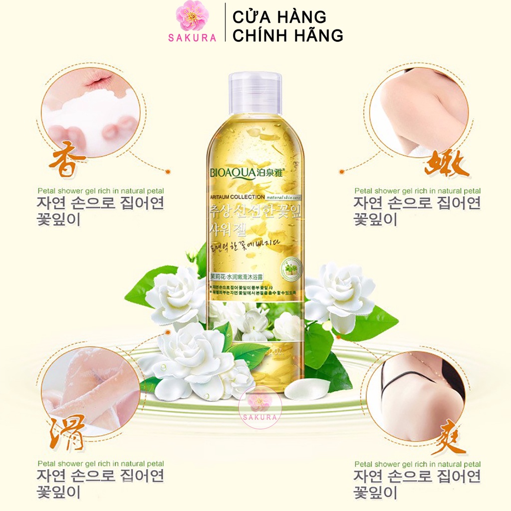 Sữa tắm BIOAQUA hương nước hoa quyến rũ dưỡng ẩm trắng da tự nhiên nội địa trung SAKURA 250ml