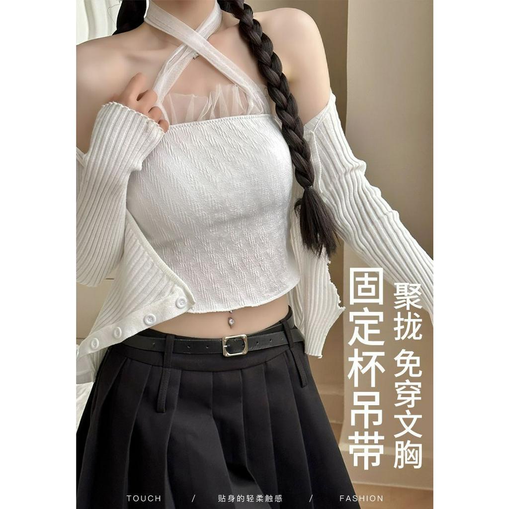 ZHELIHANGFEI Áo Ống Dệt Kim Trễ Vai Phối Dây Thắt Thời Trang Quyến Rũ Cho Nữ