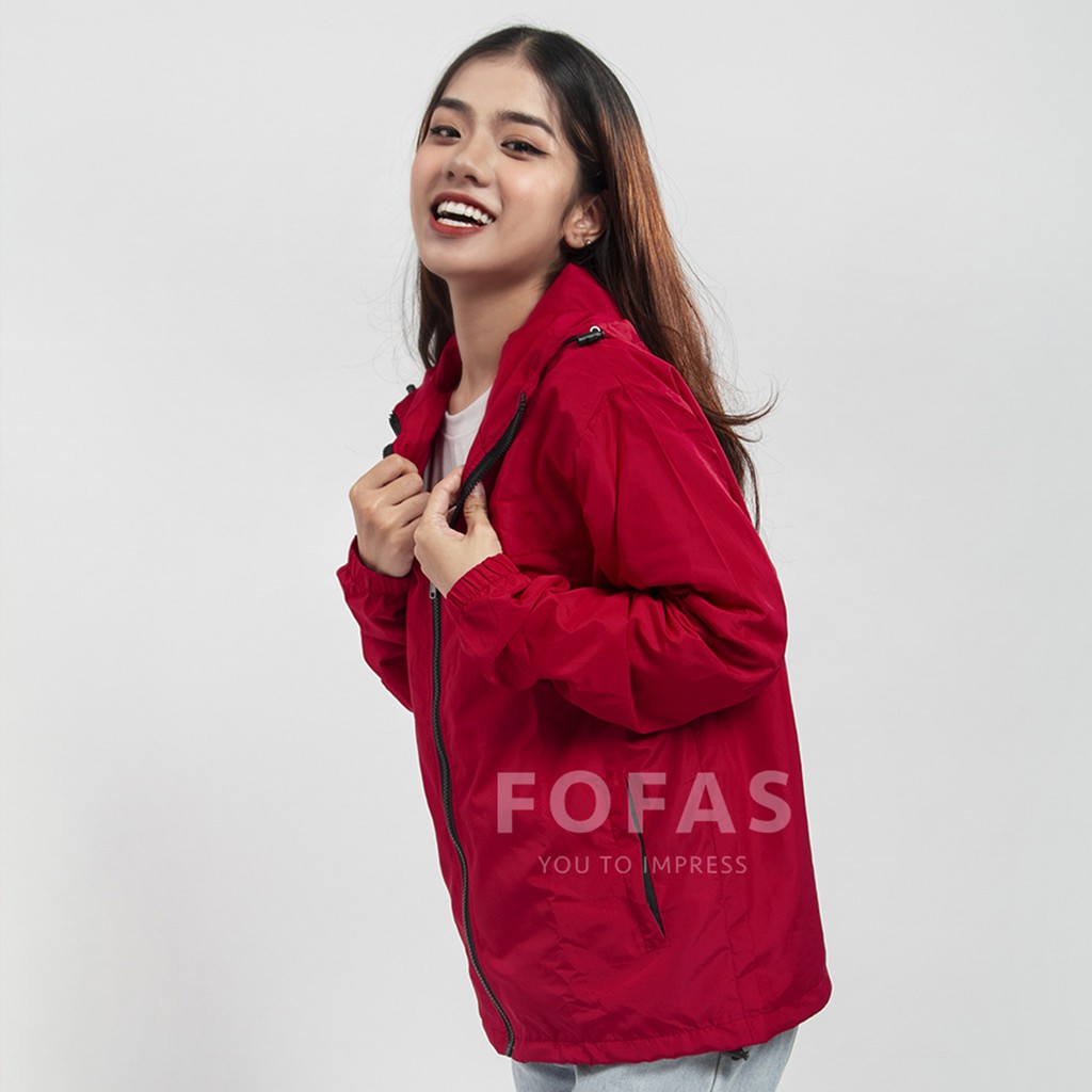 Áo khoác dù nữ màu trơn FOFAS có nón, form áo rộng trendy, kiểu dáng thể thao, chất dù xịn may 2 lớp (5 màu cực đẹp) | BigBuy360 - bigbuy360.vn