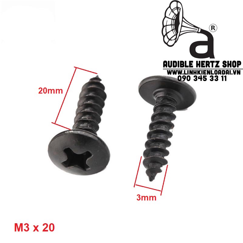 Vít gỗ đầu dù 4 cạnh bắt loa mạ kẽm M3, M4