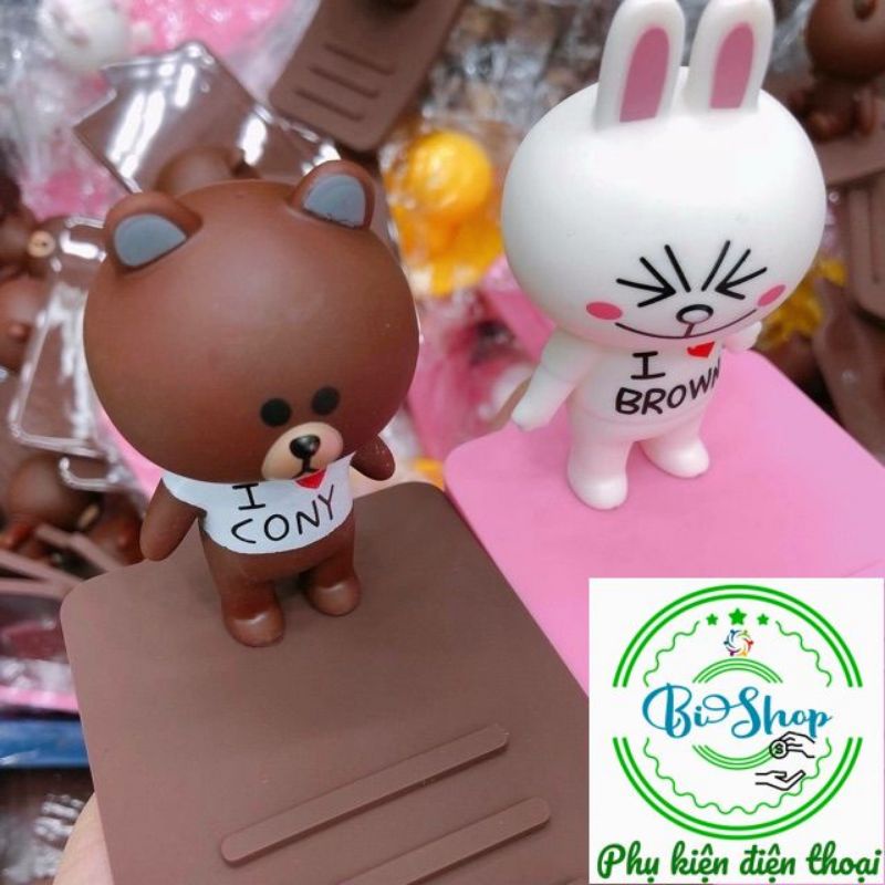 Kệ để điện thoại trên bàn taplo xe hơi xoay 360 độ hình gấu brown thỏ cony ...