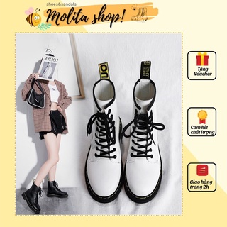 Giày bốt martin nữ cổ cao đế cao 5 cm boot nữ cổ cao ulzzang hàn quốc bc02-molita