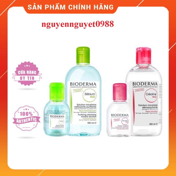 Nước Tẩy Trang Bioderma H2O Pháp (100ml ~ 500ml) Giúp Da Sáng Mịn Date Mới