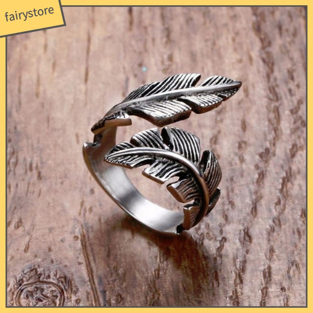 Bộ 2 Nhẫn Hở Hình Lông Vũ Thiết Kế Ấn Tượng