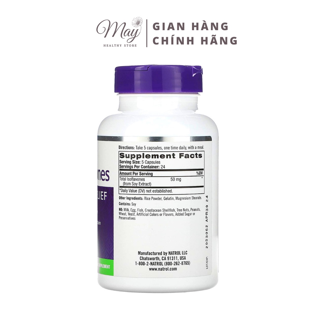 Viên Uống Mầm Đậu Nành, Cân Bằng Nội Tiết Tố Natrol Soy Isoflavones (Lọ 120 Viên)