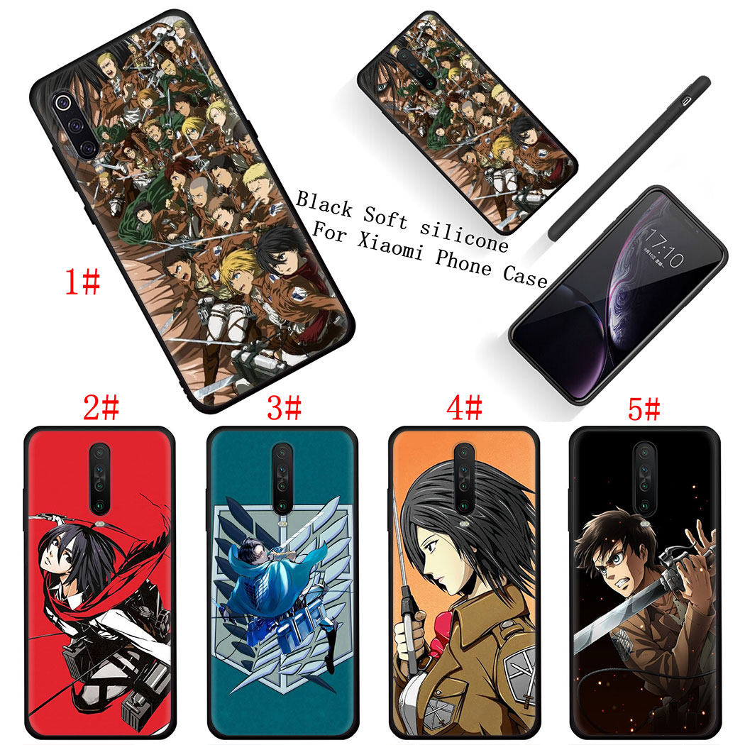 Ốp Điện Thoại Silicon Mềm Đen Hình Anime Attack On Titan Cho Redmi Note 5a 4x 5 K20 Pro 8 8a S2 Go