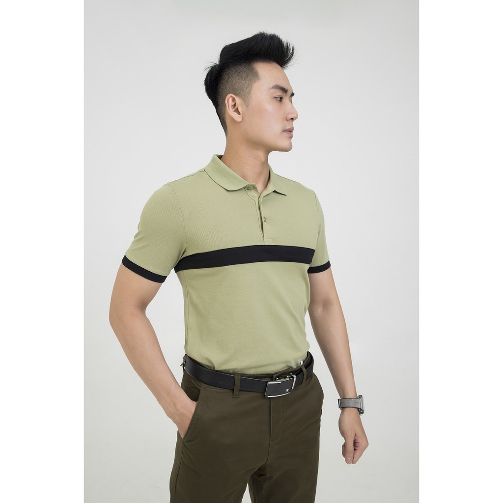 Áo thun polo nam DARNELL tay ngắn kẻ ngang ngực chất cotton mềm mại nhẹ thoáng mát slimfit sang trọng DN0BE1