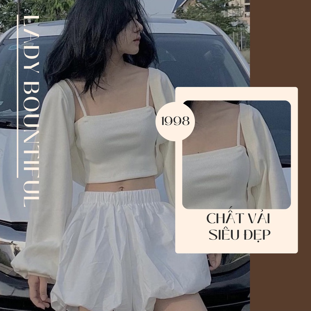 🌸Freeship🌸 Bộ Áo Khoác Cánh Dơi Áo Quây Nữ , Áo Dài Tay Kèm Áo 2 Dây Trắng Nữ (Có video + Ảnh thật)