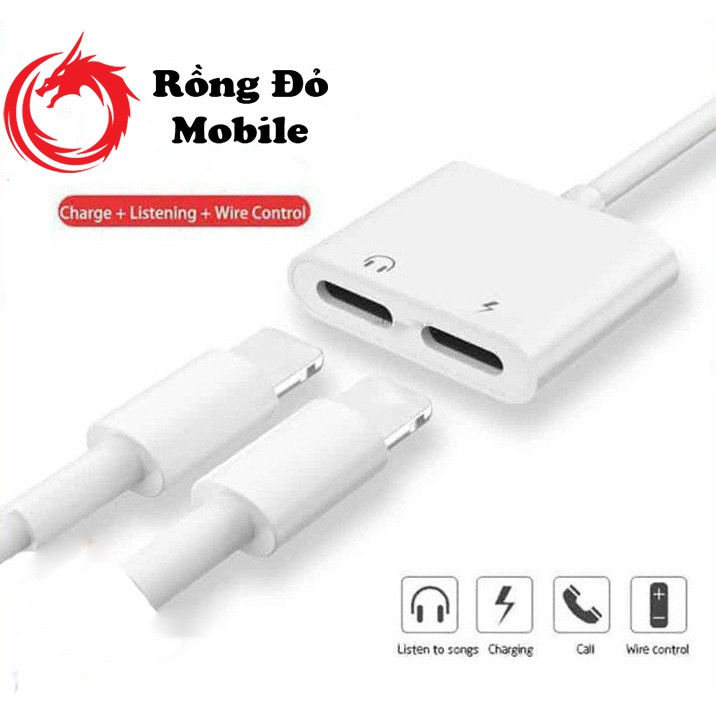 Cáp Chuyển Đổi Lightning Sang 3.5mm 2 Trong 1 Cho Iphone Giắc Chia Cổng Cho iPhone 7/8/X/11 Thành Cổng Sạc + Tai Nghe