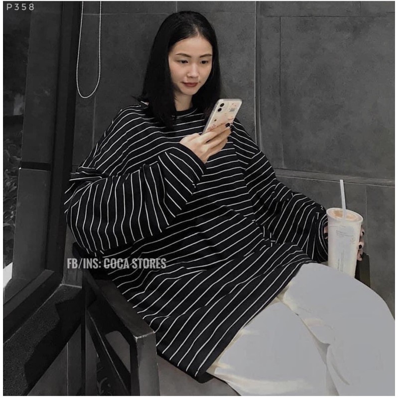Áo Thun Kẻ Oversize (Áo Thun Unisex Form Rộng) | BigBuy360 - bigbuy360.vn