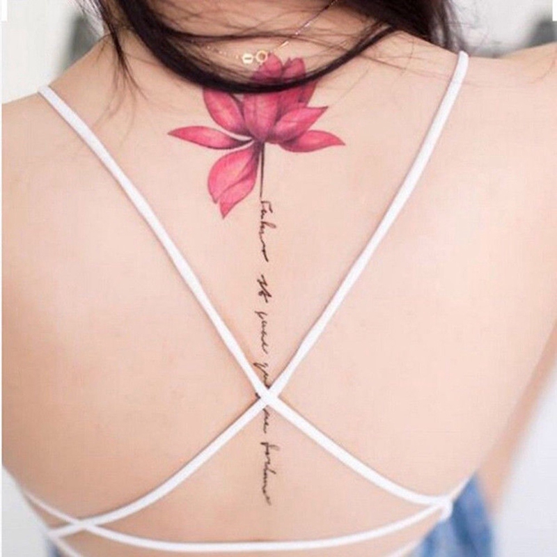 servise.vn Hình xăm dán cơ thể tạo hình bông sen 3D 12*19cm