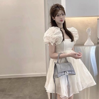 Váy babydoll công chúa voan 2 lớp mầu đen và mầu trắng tiểu thư dễ thương đầm dự tiệc