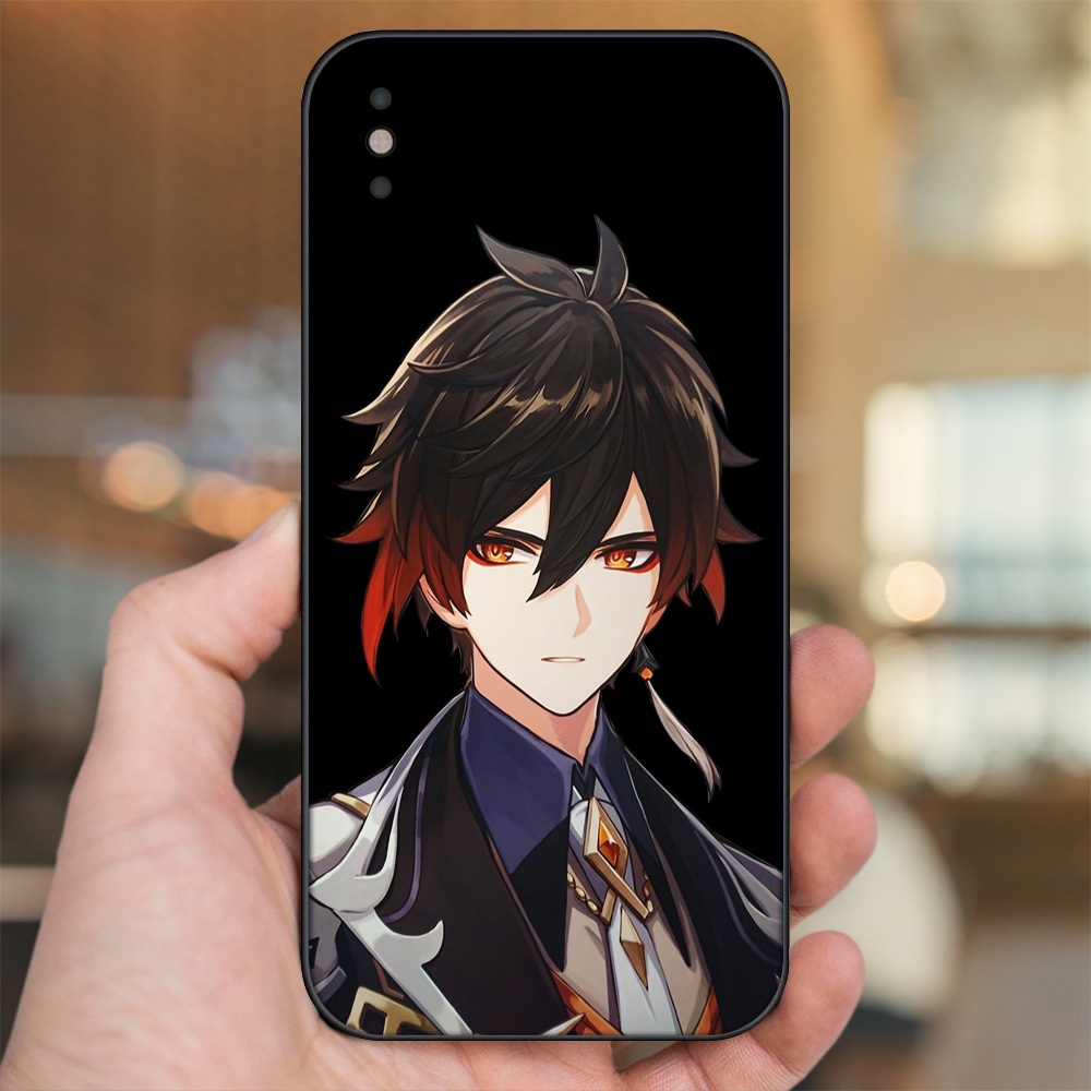 Ốp lưng iPhone Xs Max dẻo đen cạnh vuông in hình Zhongli Genshin Impact