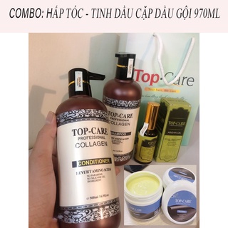 Cặp Dầu Gội Xả TOP CARE  ARGAN  OIL 970ML 500ML (hấp tóc TINH DẦU DƯỠNG TÓC) HÀNG CHÍNH HÃNG