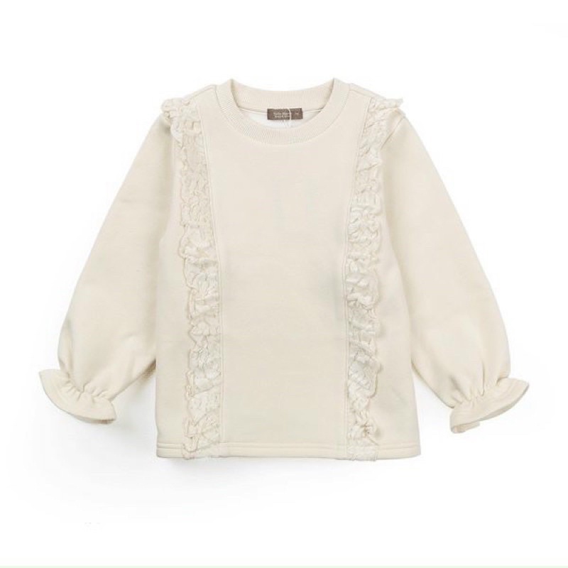 Áo nỉ bông bé gái màu trắng tay ren điệu xuất HQ VNXK