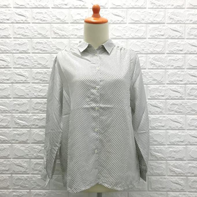 Áo Sơ Mi Sọc Trắng Đen Thời Trang Cho Nữ 220 Blouse H & M Size Xl L