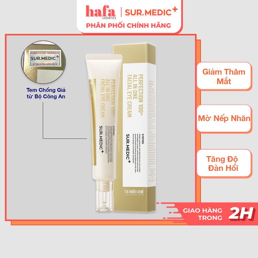 Kem giảm thâm mắt, xoá mờ nếp nhăn Sur.Medic+ Perfection 100tm All In One Facial Eye Cream 35ml _ SUR.MEDIC+ Chính Hãng