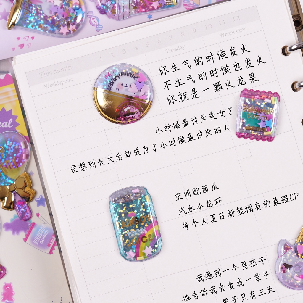 Bộ Sticker 3D Hình Viên Thuốc Con Nhộng Dễ Thương