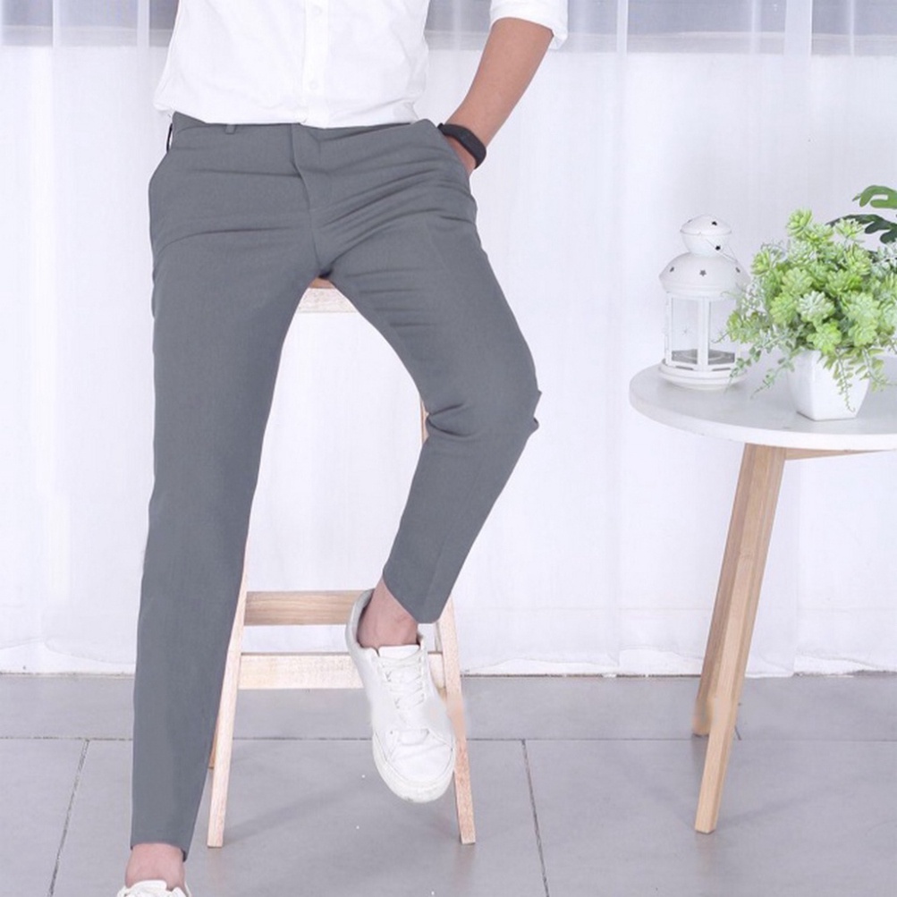 quần âu Âu Nam Ống Côn chất liệu vải Cotton 4D cứng cáp giãn nở Dáng Ôm Không Nhăn Form Chuẩn Thời Trang