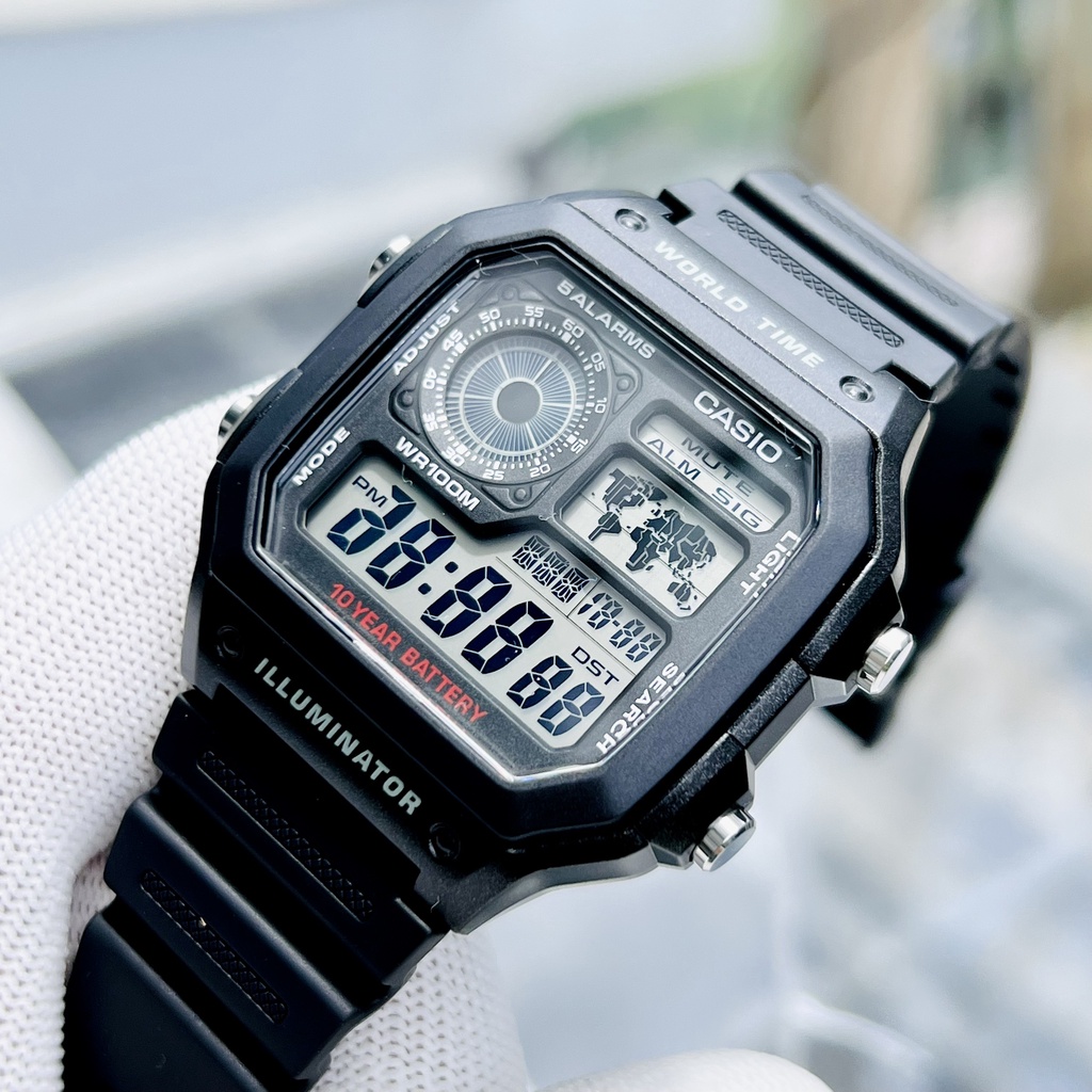 Đồng hồ điện tử nam dây nhựa Casio AE1200WH 1A