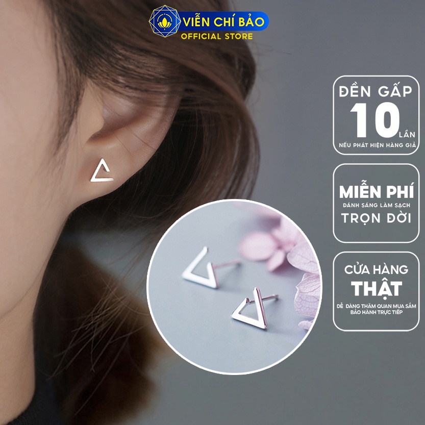 Bông tai bạc nữ hình tam giác Delta chất liệu bạc 925 thời trang phụ kiện trang sức nữ Viễn Chí Bảo E046