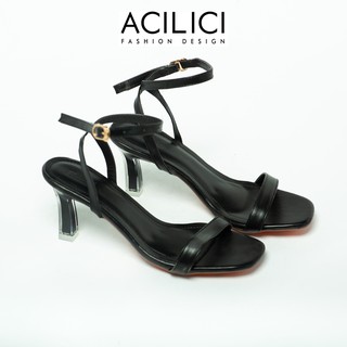Giày cao gót nữ ACILICI thời trang, hỡ mũi đế hình trụ cao 7p fom chuẩn size 35-40 màu đen và kem_TC018