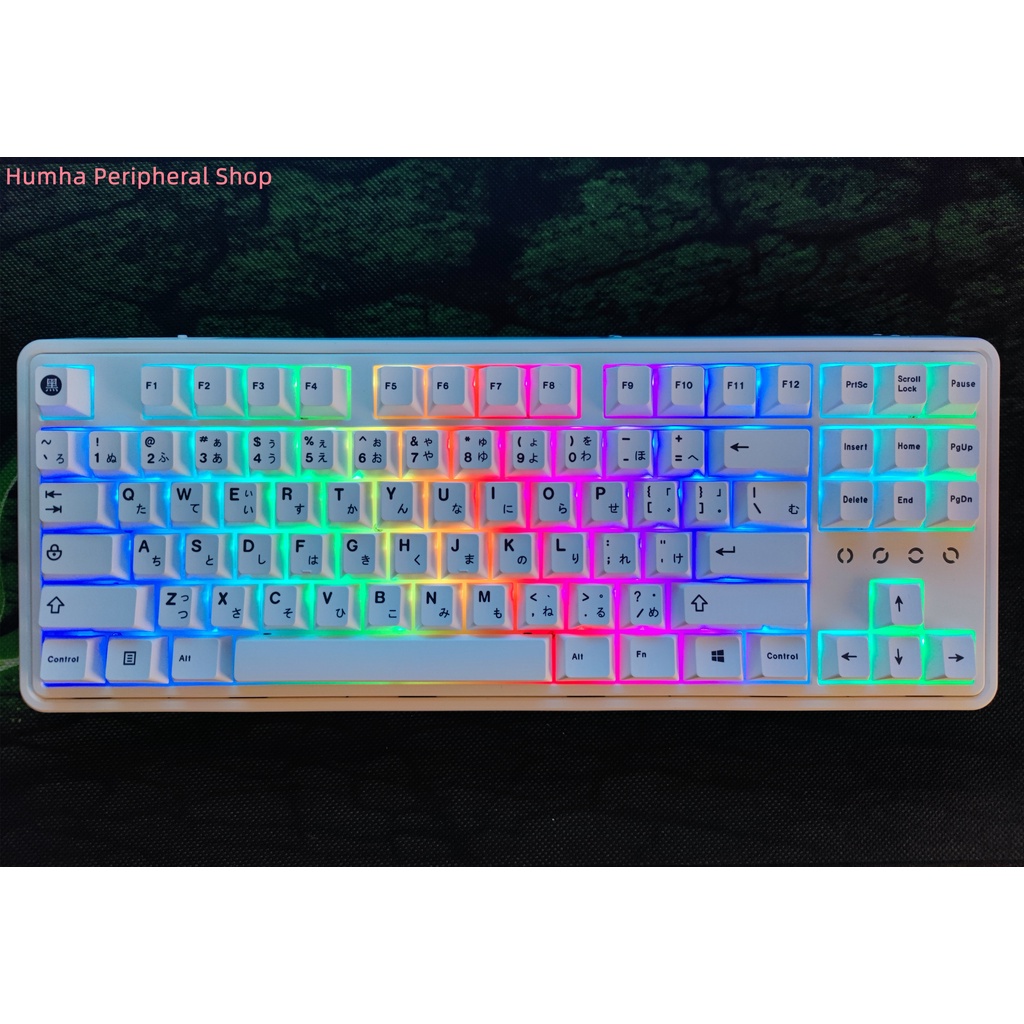 Humha Bàn Phím Cơ 127 Phím Chất Liệu PBT Nhuộm Đen Trắng Phong Cách Nhật Bản