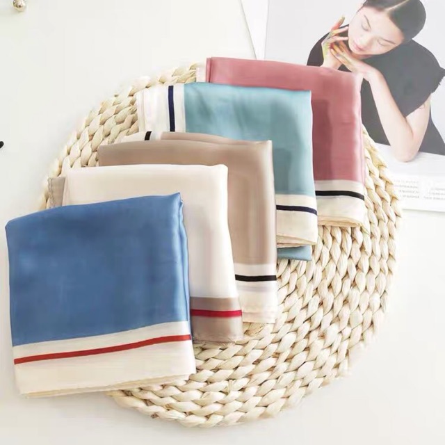 Khăn turban lụa vuông màu trơn lụa mini 53x53cm - Maben