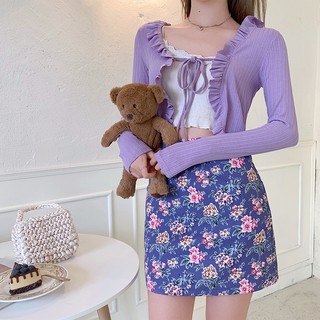 Set croptop phối cardigan váy hoa nữ tính